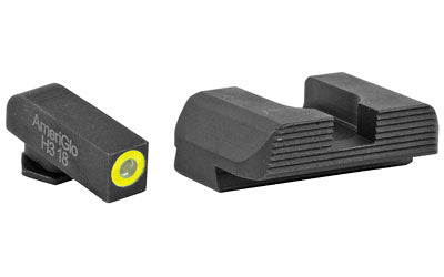 AmeriGlo Protector Night Sight Set for Glock 42 and 43, Green Tritium LumiLime Outline Front, Black Serrated Rear
