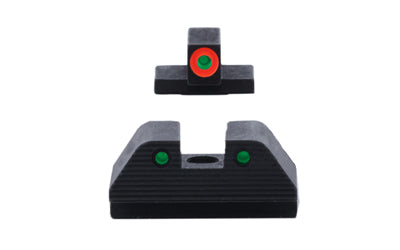 AmeriGlo Trooper Night Sight Set for S&W M&P M2.0, Green Front with Orange Outline, Green Tritium Serrated Square Rear, Matte Black SW-817