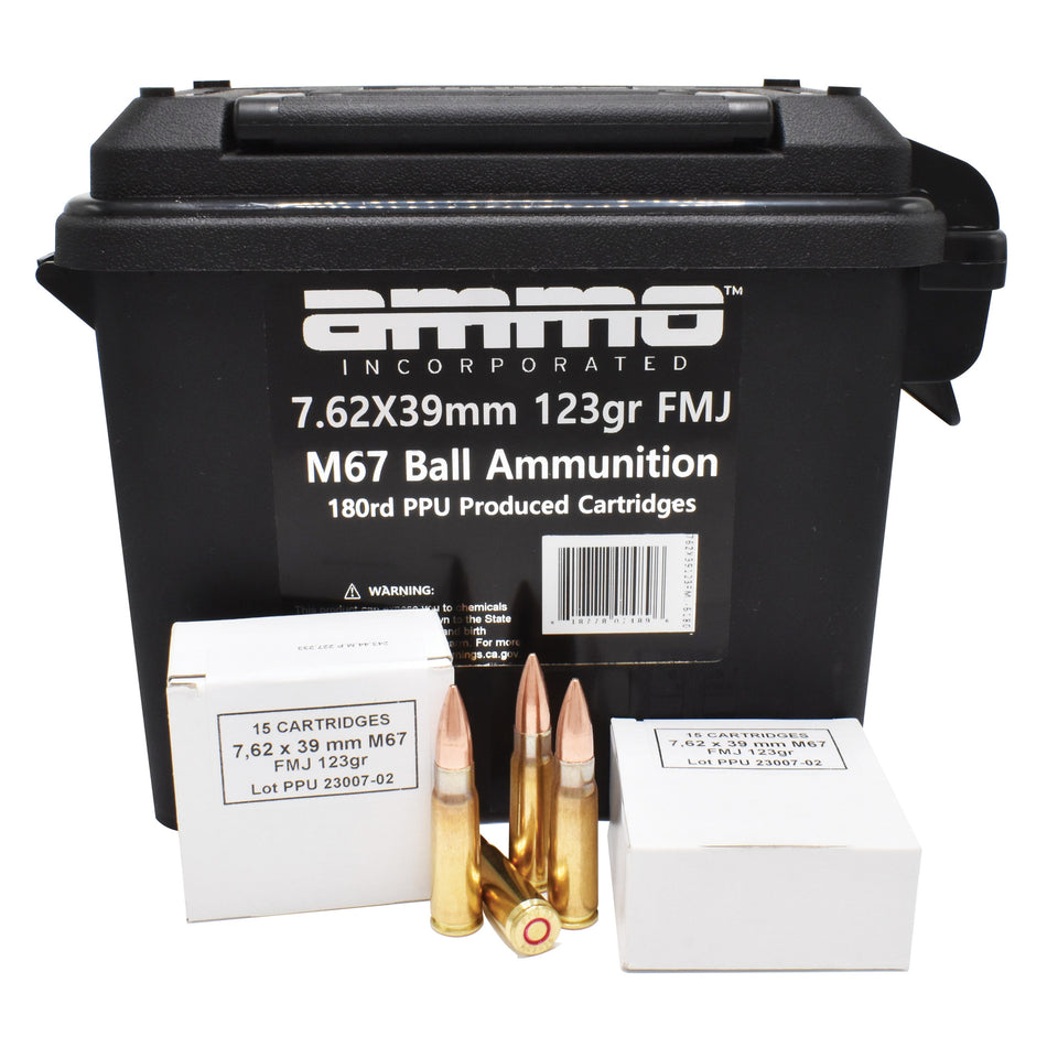 Ammo Inc 762x39123FMJB180 M67 Ball Ammunition Full Metal Jacket FMJ 123 Grain 7.62x39mm