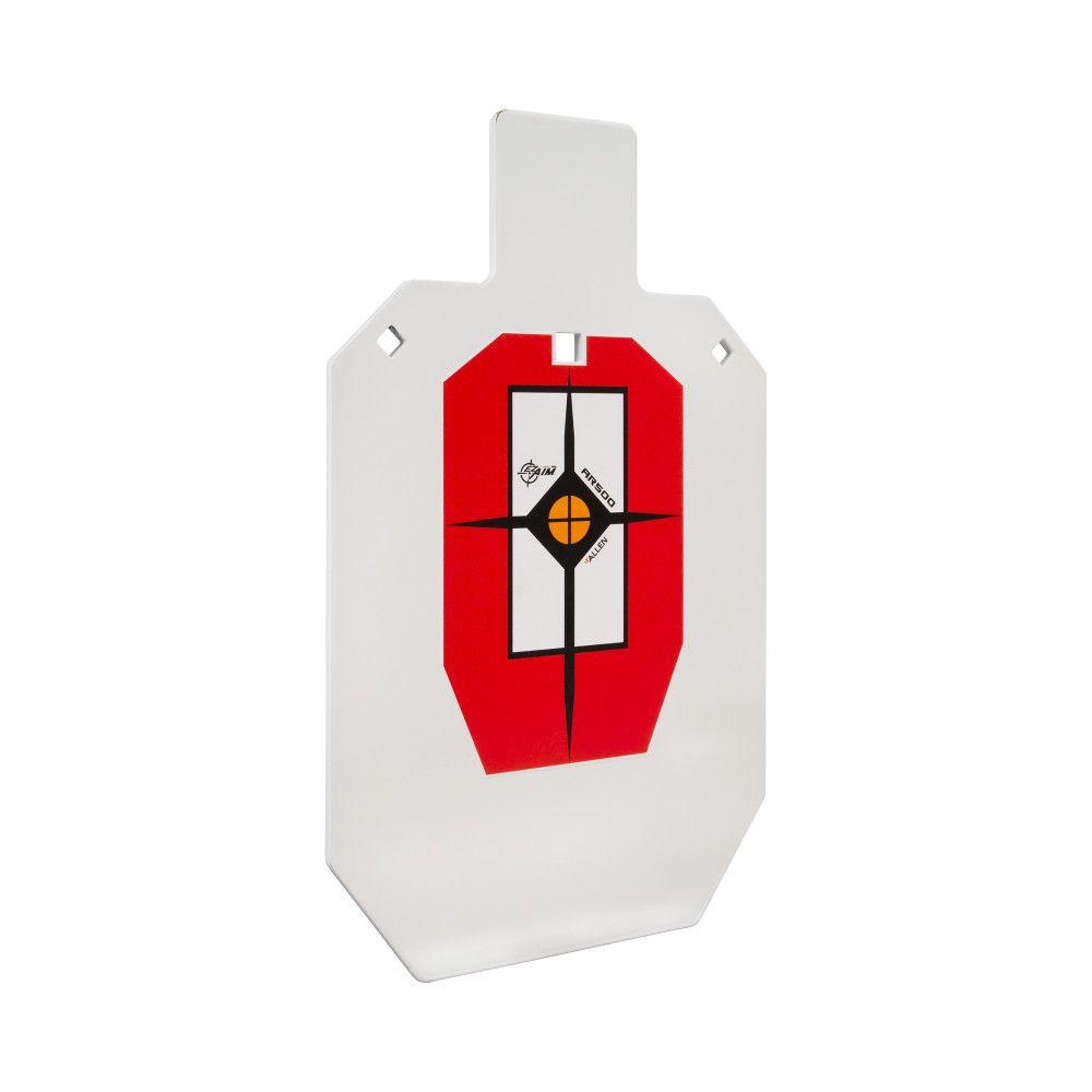 EZ-Aim Hardrock AR500 IPSC Silhouette Steel Shooting Target 9"W x 14.875"H White/Red/Black