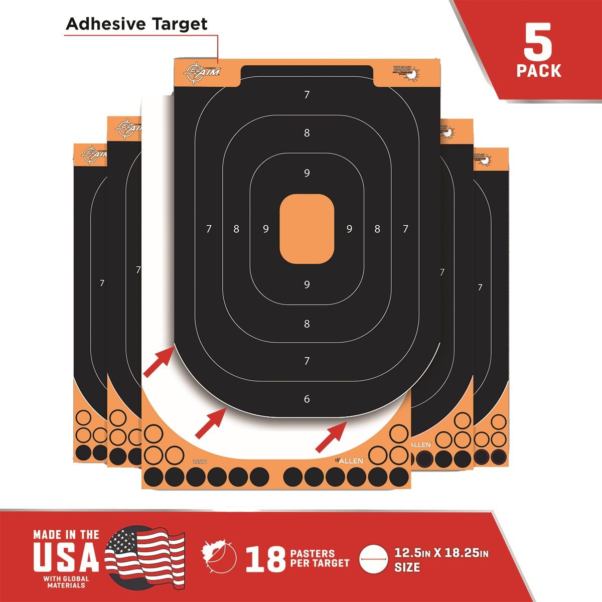 Allen EZ Aim Splash Adhesive Handgun Training Target 12x18" Orange and Black 5-Pack