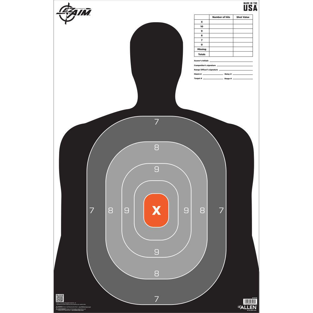 Allen EZ Aim B27 Pro Silhouette Paper Target 23" x 35" 50-Pack