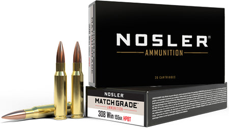Nosler 60052 Match Grade Custom Competition Hollow Point Boat Tail  155 Grain .308 Win / 7.62x51mm