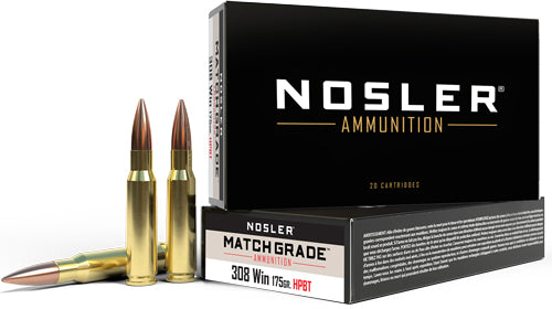 Nosler 60072 Match Grade Custom Competition Hollow Point Boat Tail  175 Grain .308 Win / 7.62x51mm