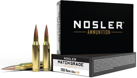 Nosler 60138 Match Grade RDF Hollow Point Boat Tail  130 Grain .260 Remington