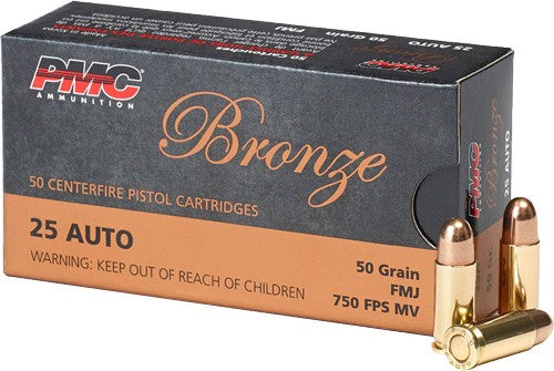 PMC 25A Bronze Full Metal Jacket FMJ 50 Grain .25 ACP