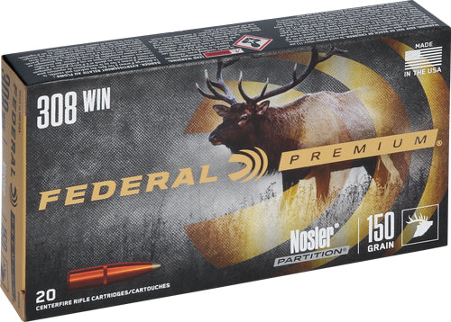 Federal P308S Premium Nosler Partition  150 Grain .308 Win / 7.62x51mm