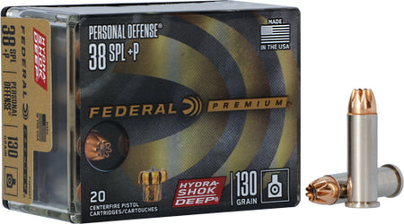 Federal P38HSD1 Premium Personal Defense Hydra-Shok Deep Hollow Point  130 Grain .38 Special