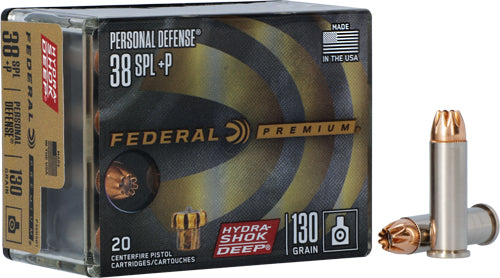 Federal P38HSD1 Premium Personal Defense Hydra-Shok Deep Hollow Point  130 Grain .38 Special