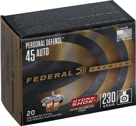 Federal P45HS1 Premium Personal Defense Hydra-Shok Jacketed Hollow Point  230 Grain .45 ACP/Auto