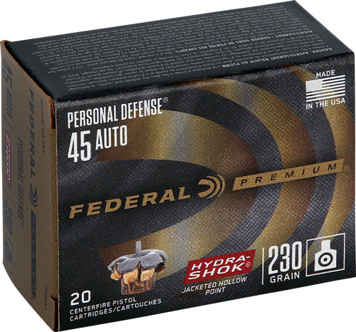 Federal P45HS1 Premium Personal Defense Hydra-Shok Jacketed Hollow Point  230 Grain .45 ACP/Auto