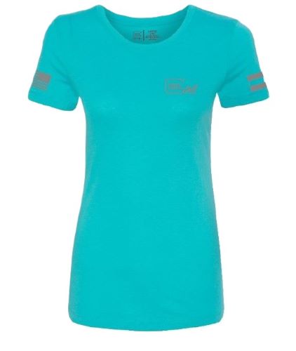 GLOCK LADIES "GLOCK GIRL FLAG TEE" SHORT SLEEVE LG TEAL