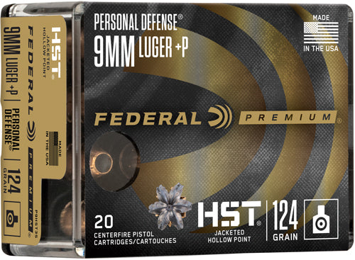 Federal P9HST3S Premium Personal Defense HST Jacketed Hollow Point  124 Grain 9mm Luger/Parabellum