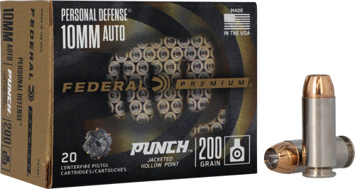 Federal PD10P1 Premium Personal Defense Punch Jacketed Hollow Point JHP 200 Grain 10mm Auto