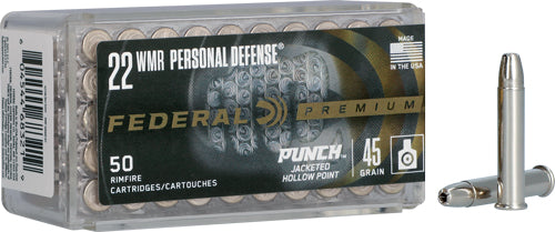 Federal PD22WMR1 Premium Personal Defense Punch Jacketed Hollow Point JHP 45 Grain .22 WMR