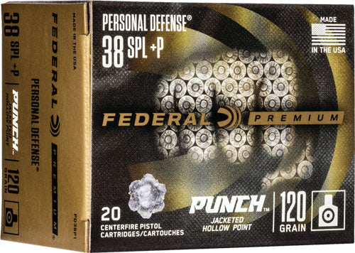 Federal PD38P1 Premium Personal Defense Punch Jacketed Hollow Point JHP 120 Grain .38 Special