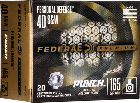 Federal PD40P1 Premium Personal Defense Punch Jacketed Hollow Point JHP 165 Grain .40 S&W