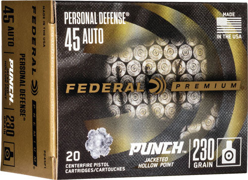 Federal PD45P1 Premium Personal Defense Punch Jacketed Hollow Point JHP 230 Grain .45 ACP/Auto