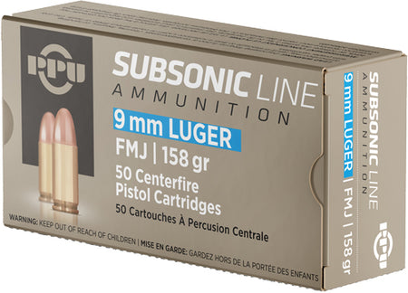 Prvi Partizan Subsonic 9mm Luger / Parabellum 158 gr FMJ ammo