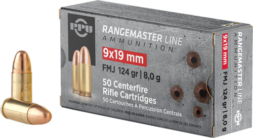 Prvi Partizan PPRM9 Rangemaster Full Metal Jacket FMJ 124 Grain 9mm Luger/Parabellum