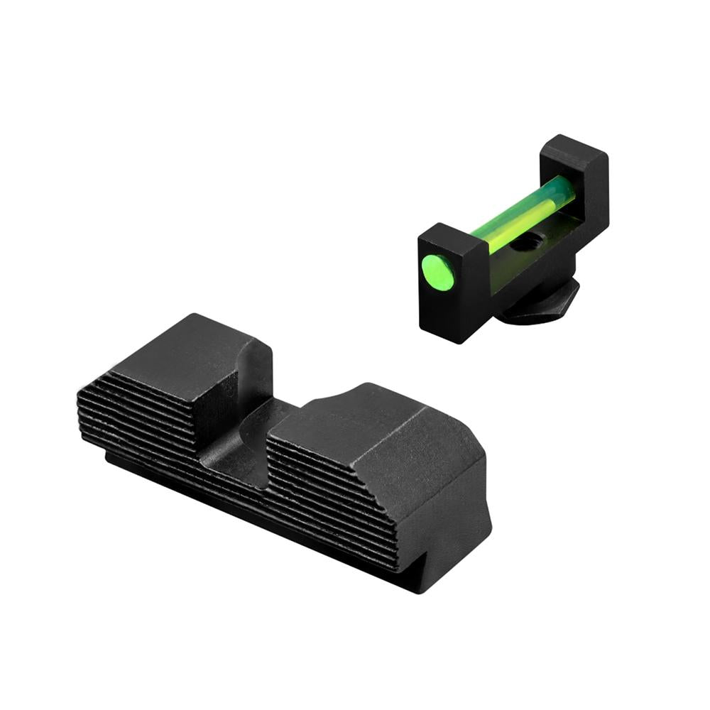 XS Sight Green Fiber Optic Front and Serrated Rear Sight Set for Select Glock Models