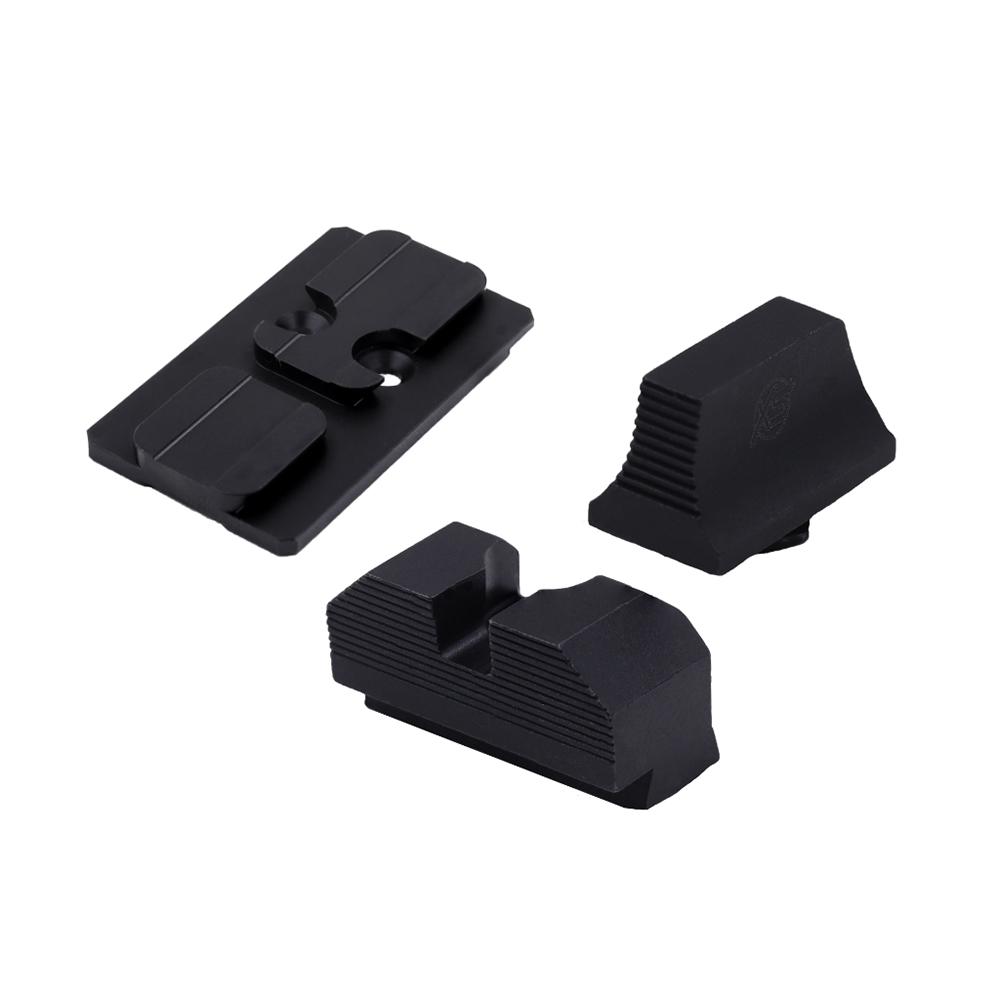 XS Sights Glock MOS ACRO Optic Mount Bundle with Backup Sights - Non-Tritium Black