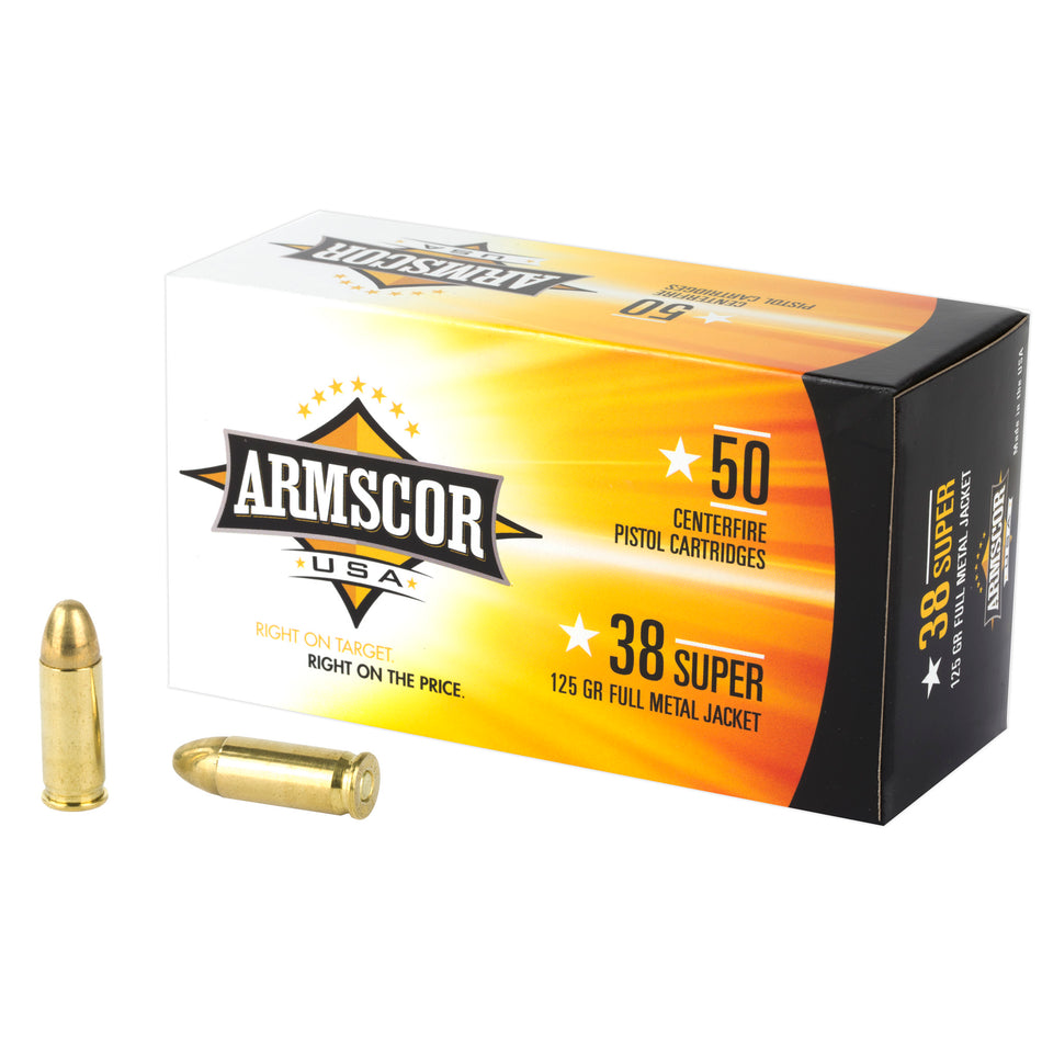 Armscor FAC38SUPER1N Competition Full Metal Jacket FMJ 125 Grain .38 Super