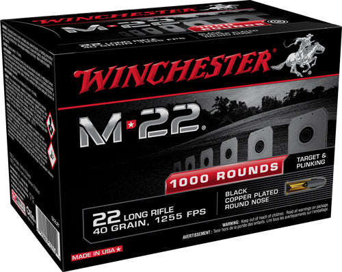 Winchester S22LRT M-22 Black Copper Plated Round Nose  40 Grain .22 Long Rifle