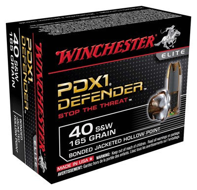 Winchester S40SWPDB PDX1 Defender Bonded Jacket Hollow Point  165 Grain .40 S&W