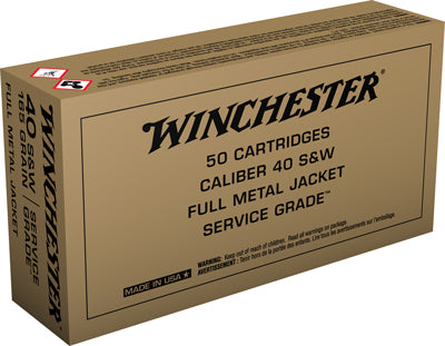 Winchester SG40W Service Grade Full Metal Jacket Flat Nose FMJFN 165 Grain .40 S&W