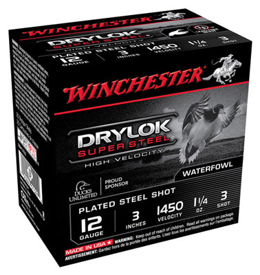 Winchester SSH1233 Drylok Super Steel High Velocity 12 Gauge 3" 1-1/4oz #3 1450 fps