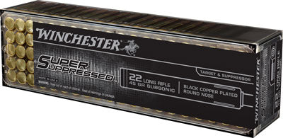 Winchester SUP22LR Super Suppressed Black Copper Plated Round Nose  45 Grain .22 Long Rifle