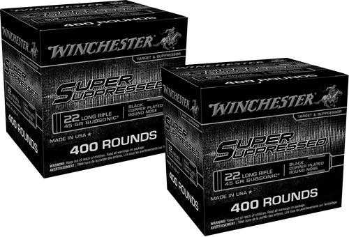 Winchester SUP22LRB Super Suppressed Black Copper Plated Round Nose  45 Grain .22 Long Rifle