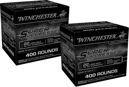 Winchester SUP22LRB Super Suppressed Black Copper Plated Round Nose  45 Grain .22 Long Rifle