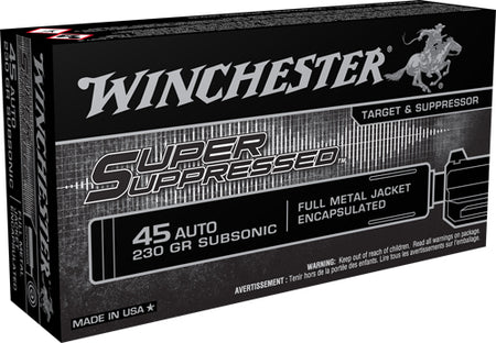 Winchester SUP45 Super Suppressed Encapsulated Full Metal Jacket  230 Grain .45 ACP/Auto