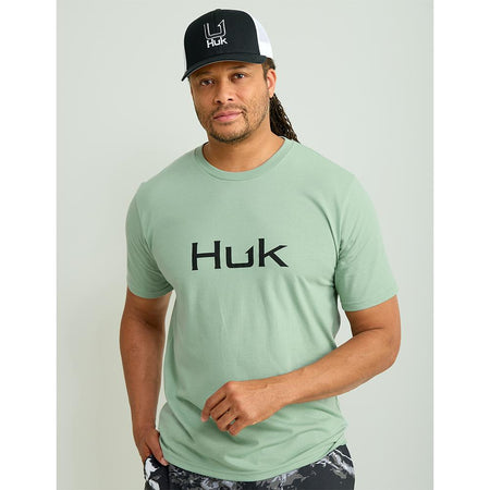 Huk Logo Short Sleeve Shirt Fog Green Size Medium