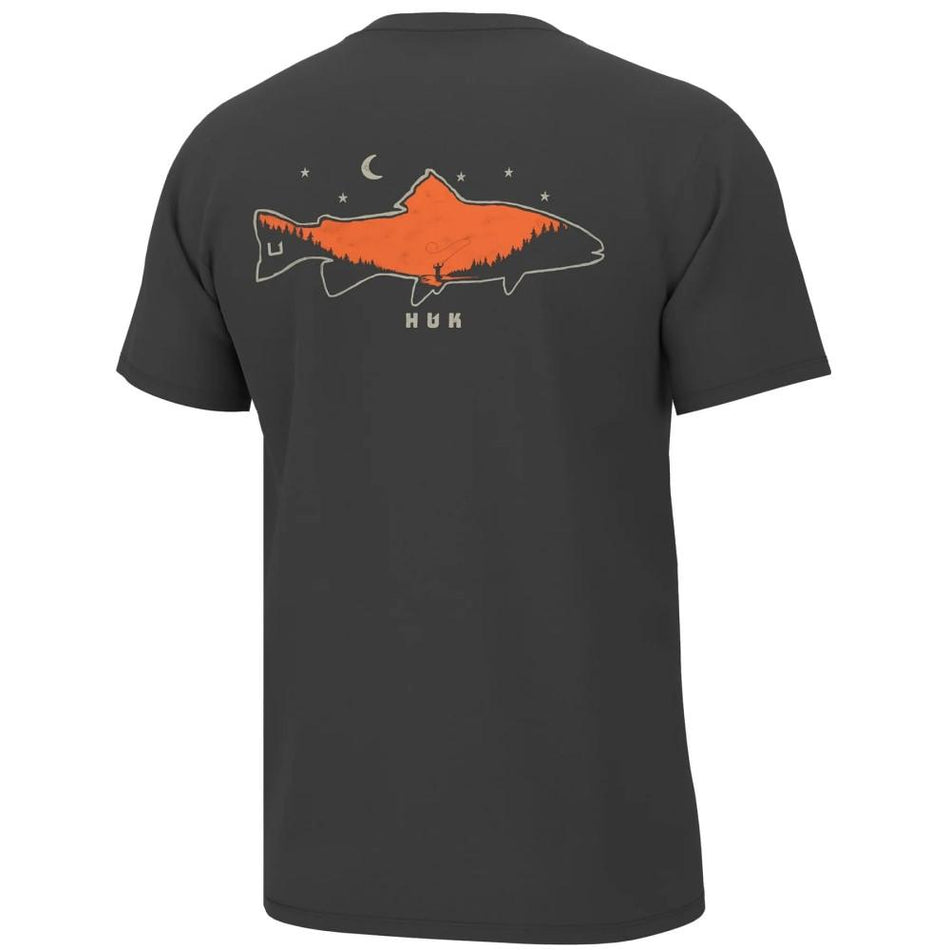 Huk Moon Trout Short Sleeve Shirt Volcanic Ash Small