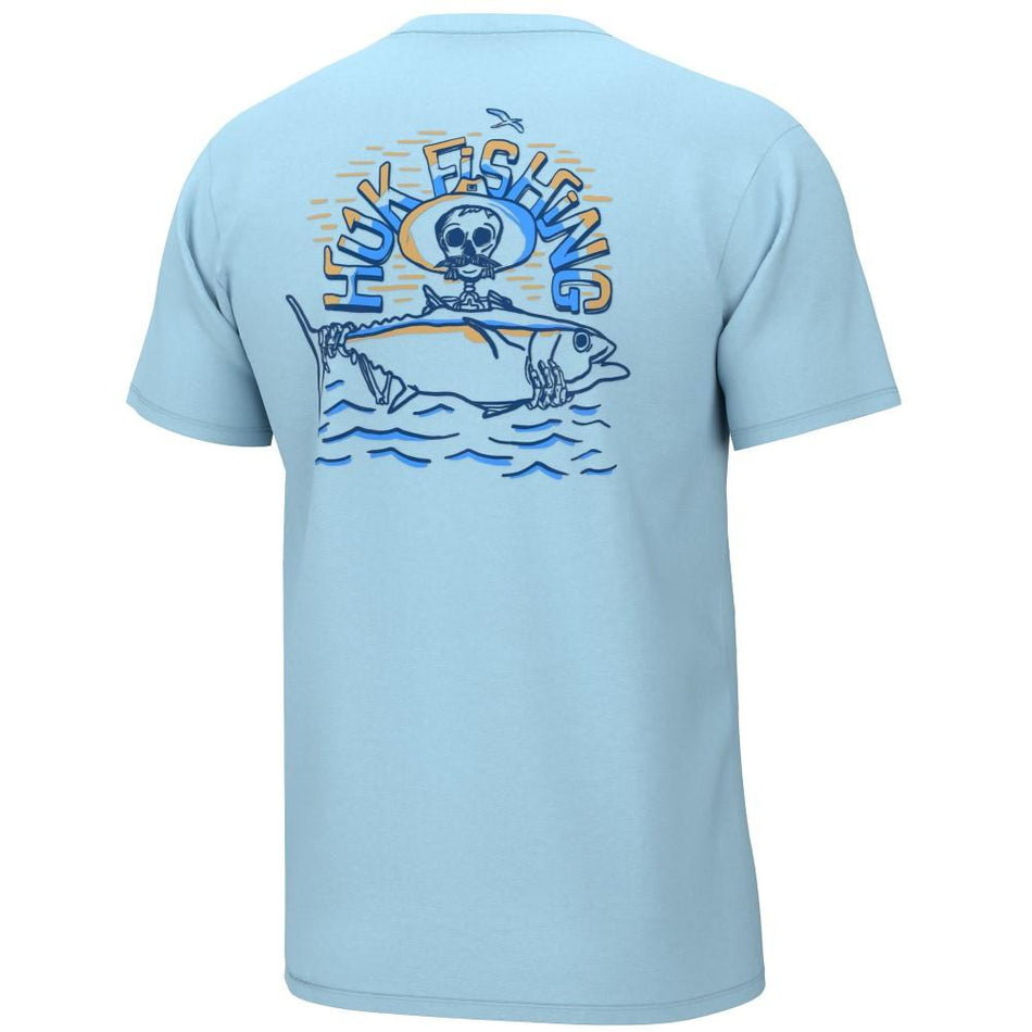 Huk Tuna Skull Graphic Short Sleeve Shirt Crystal Blue Small