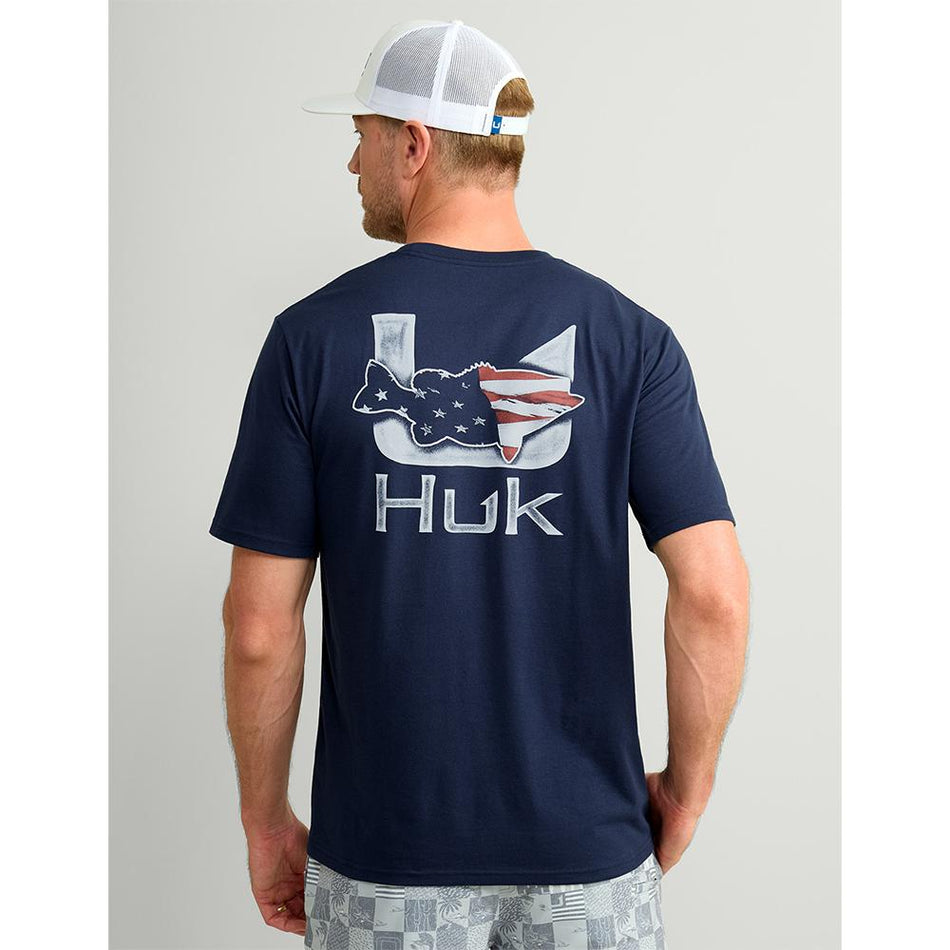 Huk Fish Flag Short Sleeve Performance Shirt Naval Academy 2XL