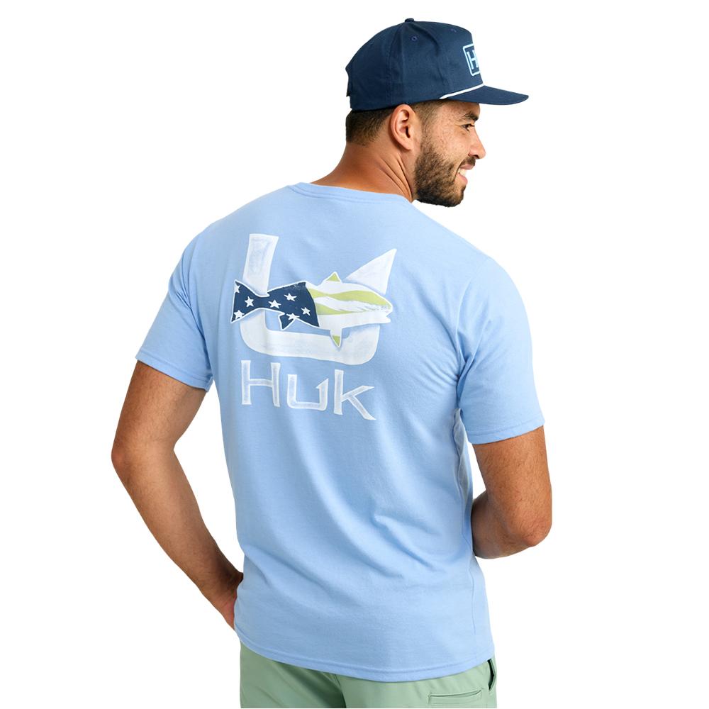 Huk Fish Flag Short Sleeve Performance Shirt Marolina Blue Large