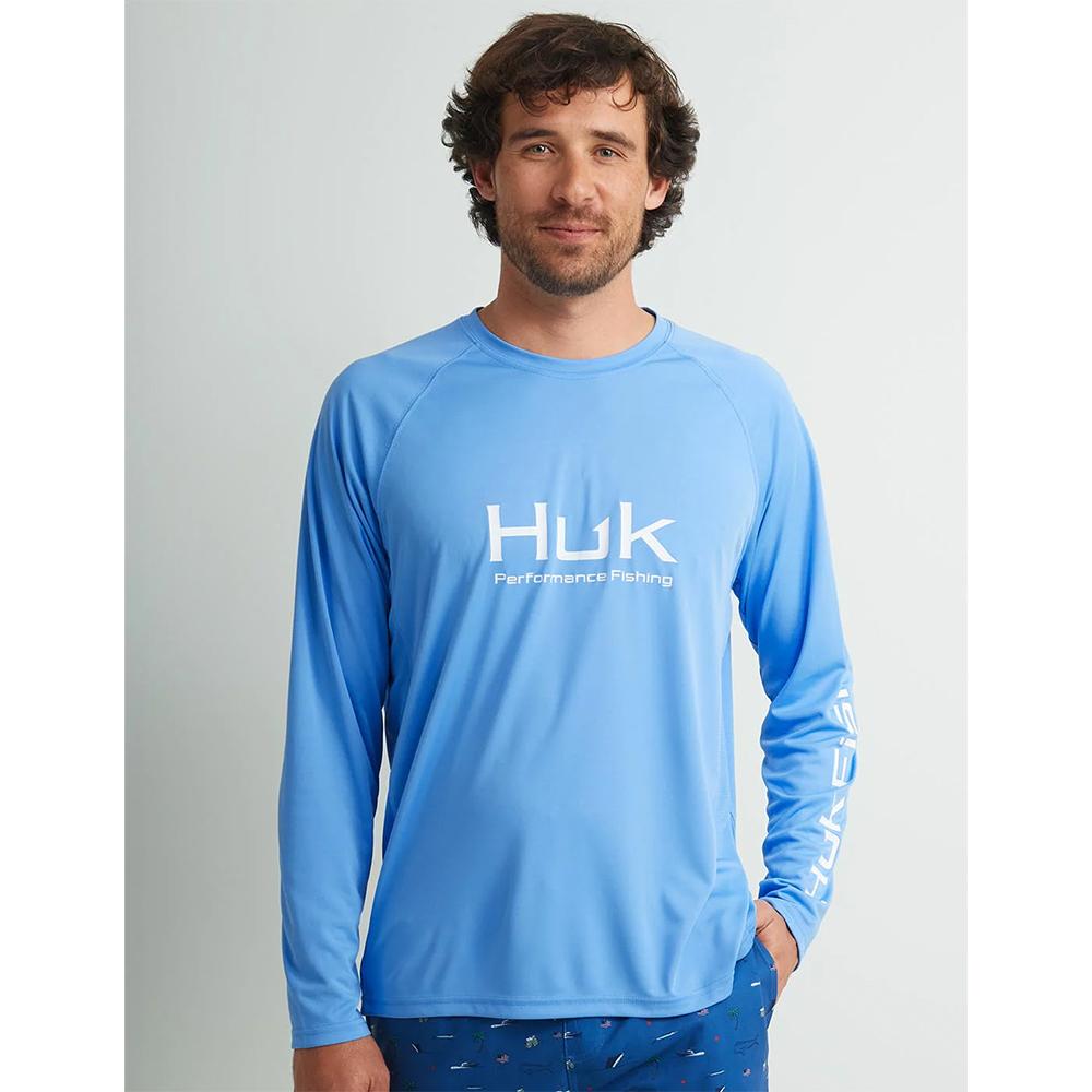 Huk Vented Pursuit Long Sleeve Fishing Shirt Marolina Blue L
