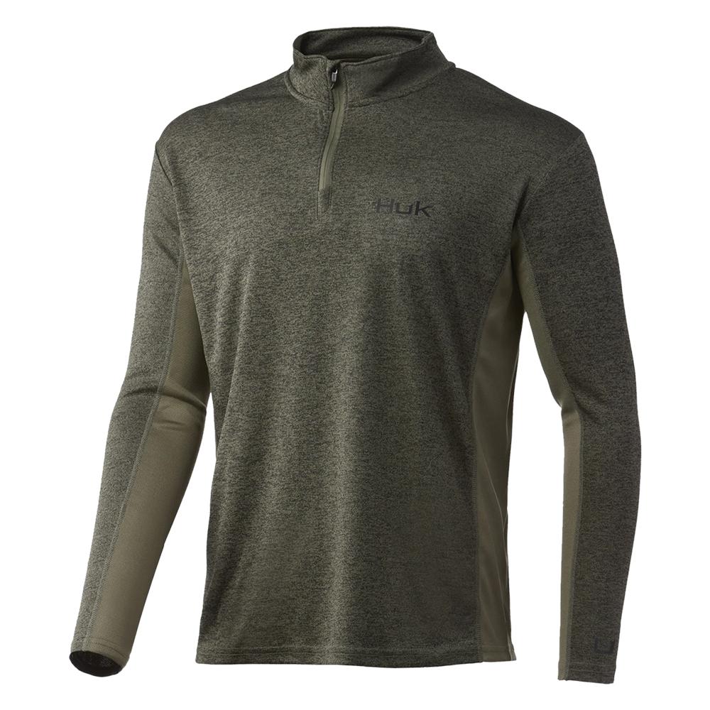 Huk Coldfront 1/4 Zip Long Sleeve Performance Shirt Heather Moss Small
