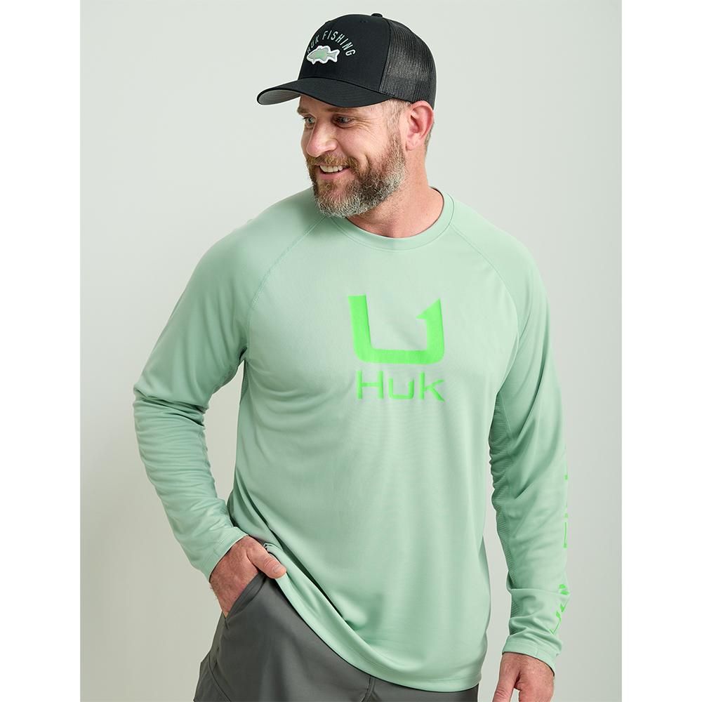 Huk Icon Crew Long Sleeve Performance Shirt Fog Green XL
