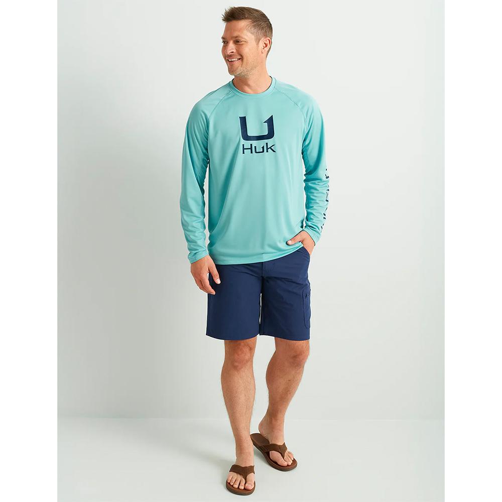 Huk Icon Crew Long Sleeve Performance Shirt Marine Blue XL