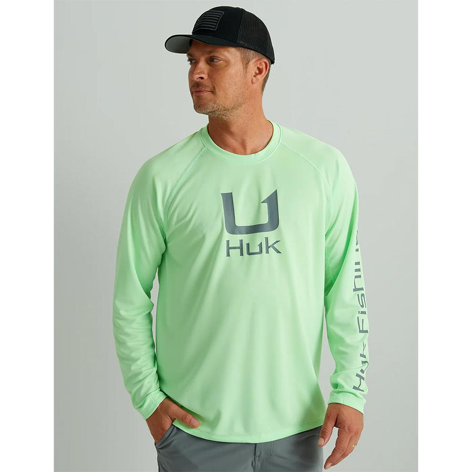 Huk Icon Crew Long Sleeve Performance Fishing Shirt Patina Large