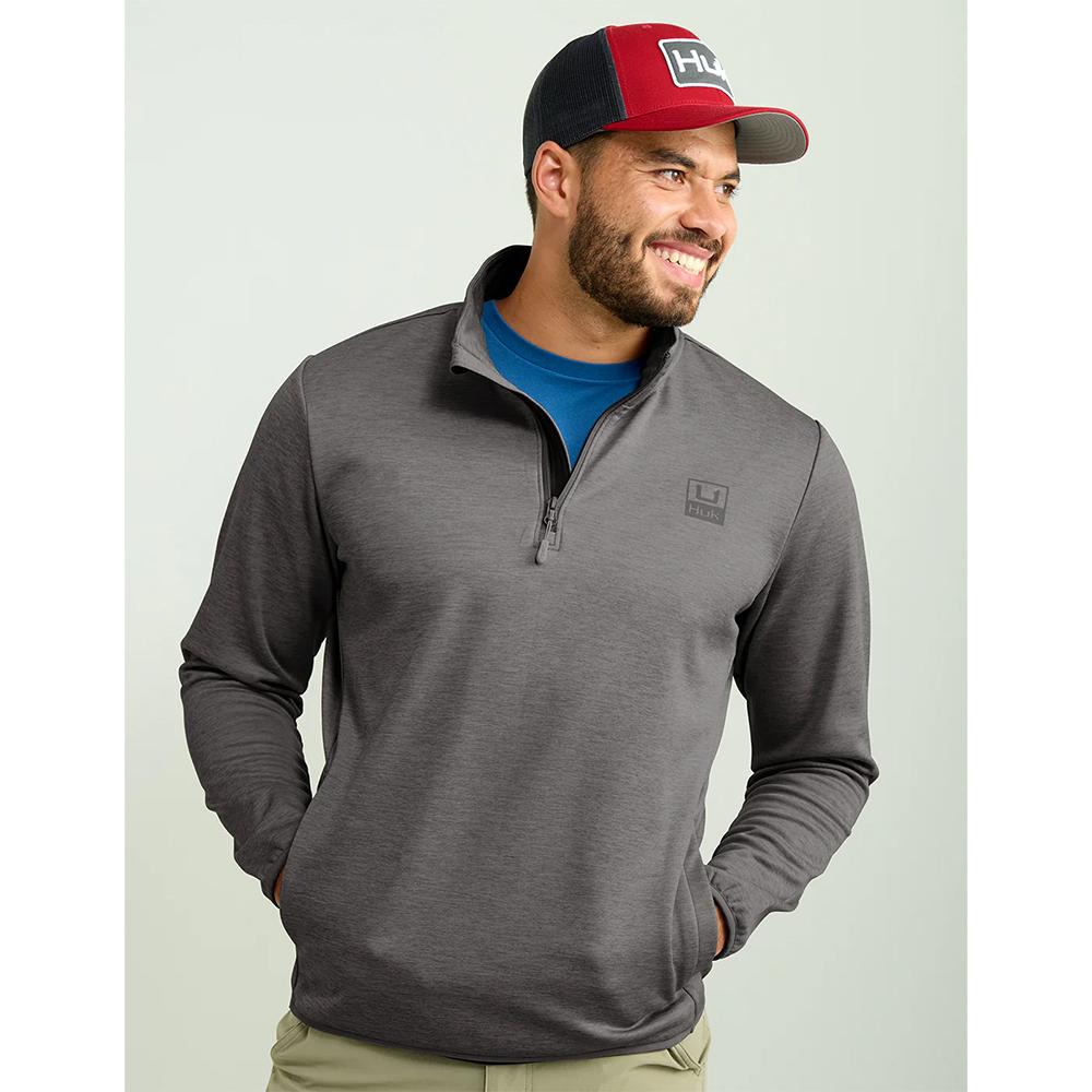 Huk Coldfront Performance 1/4 Zip Long Sleeve Shirt Volcanic Ash Heather XL