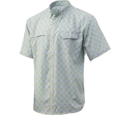 Huk Tide Point Fish Plaid Short Sleeve Shirt Plein Air Mens Medium