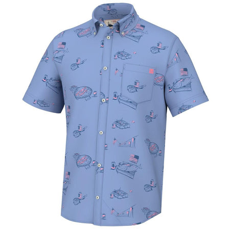Huk Americookin Kona Short Sleeve Performance Shirt Quiet Harbor 2XL