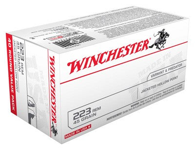 Winchester USA .223 Remington 45 gr JHP ammo