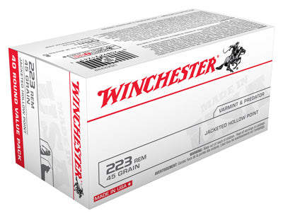 Winchester USA .223 Remington 45 gr JHP ammo